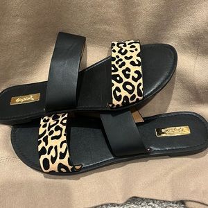 Cheetah black sandals